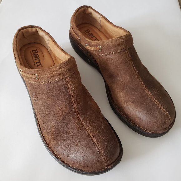 BORN Low Back Brown Suede Leather Slip on Mule SZ 7M - Picture 1 of 12